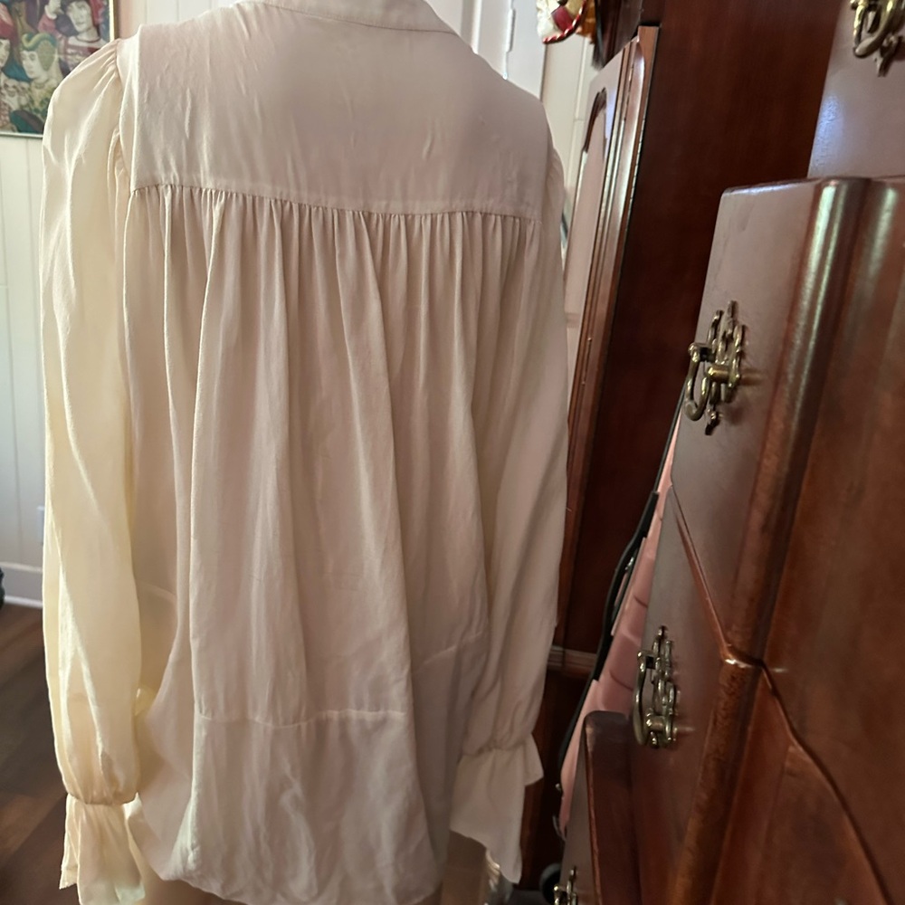 The Kooples Ivory Ruffle Tie Blouse - Picture 3 of 6